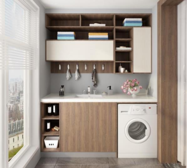 全鋁衛浴柜-03（風格：現代；顏色：胡桃暖白）